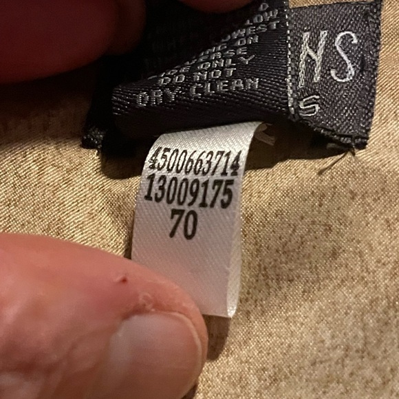 🔥 Chico's Additions Feathers Jacket Chicos 2 Misses L Cotton Gold Brown Dressy - Picture 11 of 11